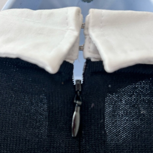 LAUREN RALPH LAUREN Stretch Knit Wednesday Addams Dress White Collar Cuffs XS - Picture 7 of 10